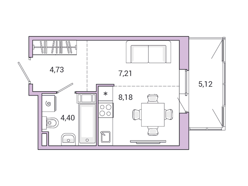 Квартира студия 29.64 м², 9/9 эт., ЖК «Jaanila Drive»